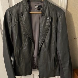 Kit from cloth womens grey pleather jacket. Looks great with jeans!